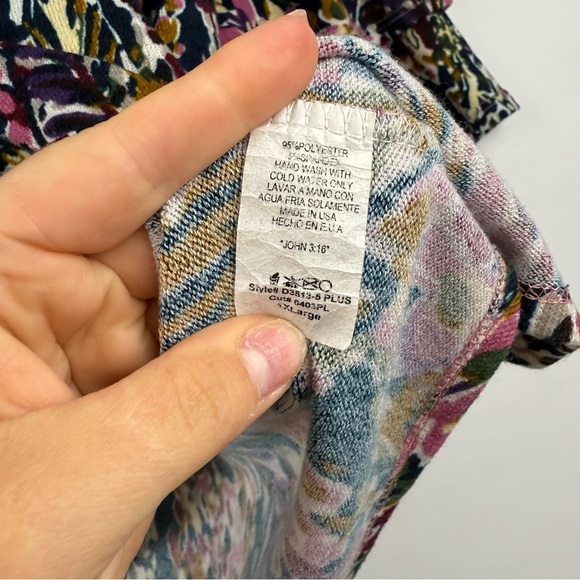 Beeson River Plus Women’s 1X Floral Bell Sleeve Knit Dress Made in USA - Picture 4 of 6